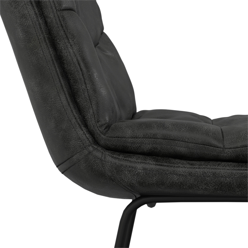 Pemberly Row Modern Bar Stool Set of 2 in Charcoal Gray Faux Leather