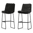 Pemberly Row Modern Bar Stool Set of 2 in Charcoal Gray Faux Leather