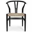 Pemberly Row Hershey Dining Chair Set of 2 in Black Wood and Rope