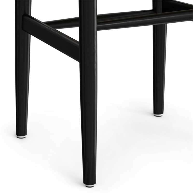 Pemberly Row Hershey Dining Chair Set of 2 in Black Wood and Rope