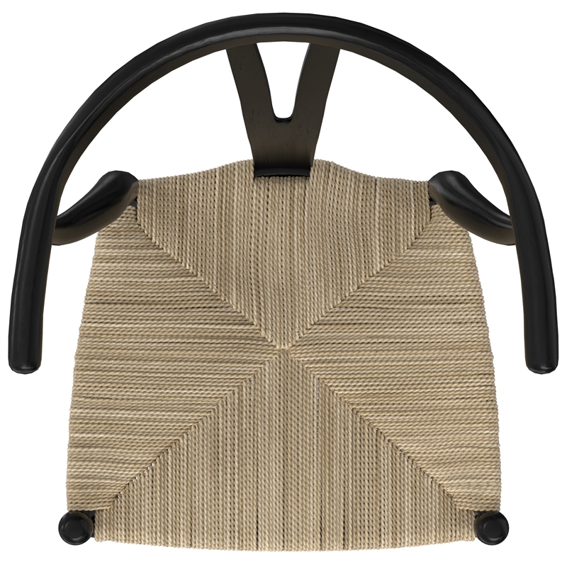 Pemberly Row Hershey Dining Chair Set of 2 in Black Wood and Rope