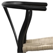 Pemberly Row Hershey Dining Chair Set of 2 in Black Wood and Rope