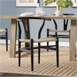 Pemberly Row Hershey Dining Chair Set of 2 in Black Wood and Rope