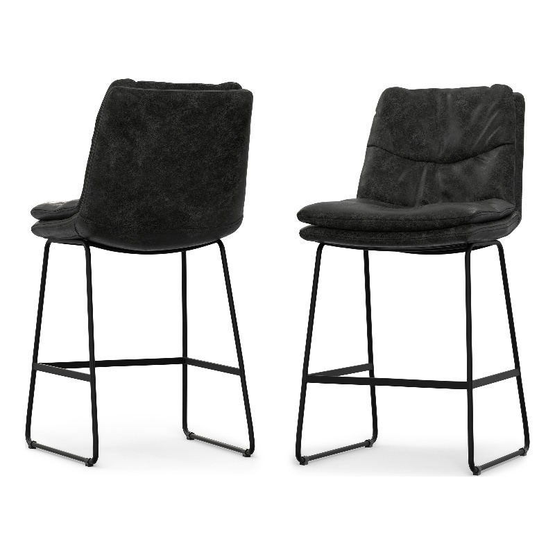 Pemberly Row Danika Counter Height Stools Set of 2 in Charcoal Gray