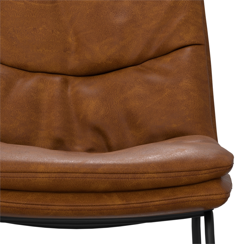 Pemberly Row Camel Brown Counter Height Stool in Faux Leather (Set of 2)