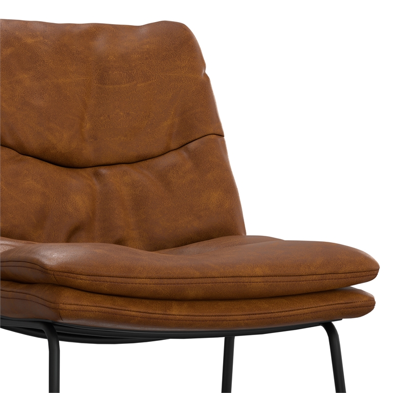 Pemberly Row Camel Brown Counter Height Stool in Faux Leather (Set of 2)
