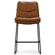 Pemberly Row Camel Brown Counter Height Stool in Faux Leather (Set of 2)