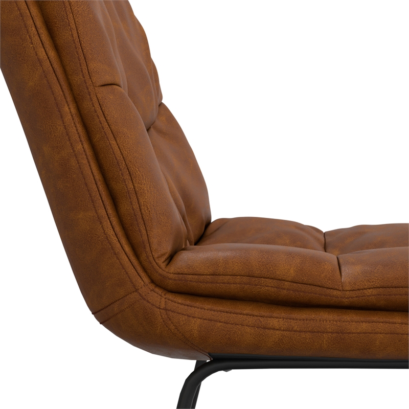 Pemberly Row Camel Brown Counter Height Stool in Faux Leather (Set of 2)
