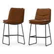 Pemberly Row Camel Brown Counter Height Stool in Faux Leather (Set of 2)