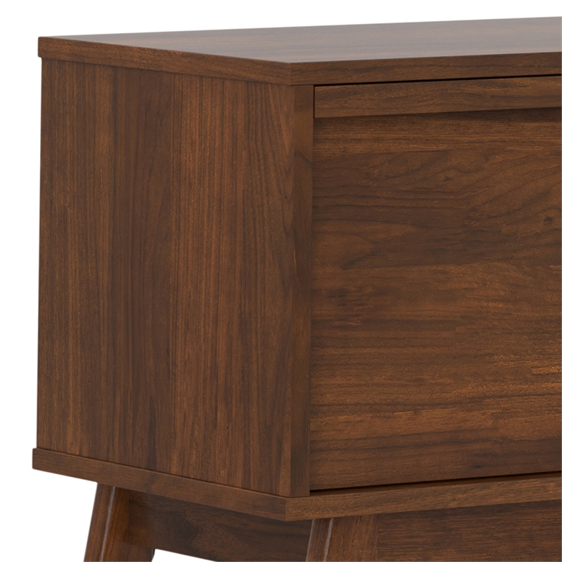Pemberly Row 72 in Mid Century Modern TV Media Stand in Walnut Veneer