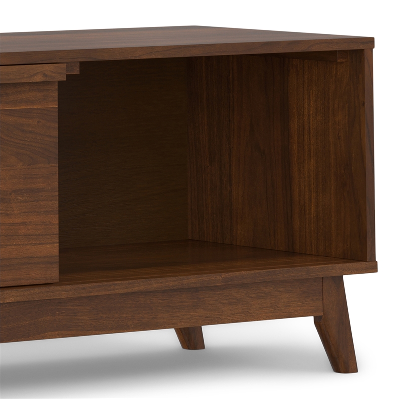 Pemberly Row 72 in Mid Century Modern TV Media Stand in Walnut Veneer