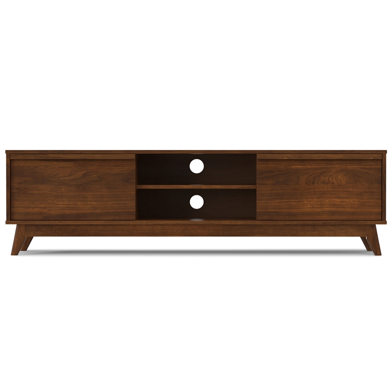 Pemberly Row 72 in Mid Century Modern TV Media Stand in Walnut Veneer