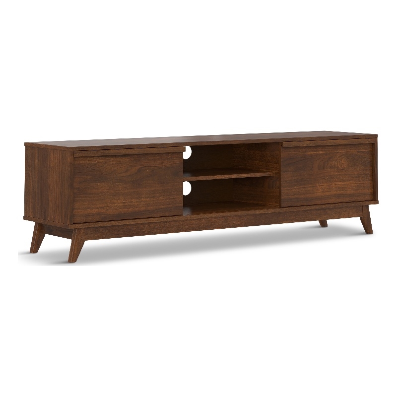 Pemberly Row 72 in Mid Century Modern TV Media Stand in Walnut Veneer