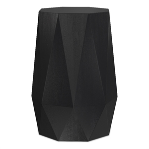 Pemberly Row Acacia Wood Polygon Side Table in Black