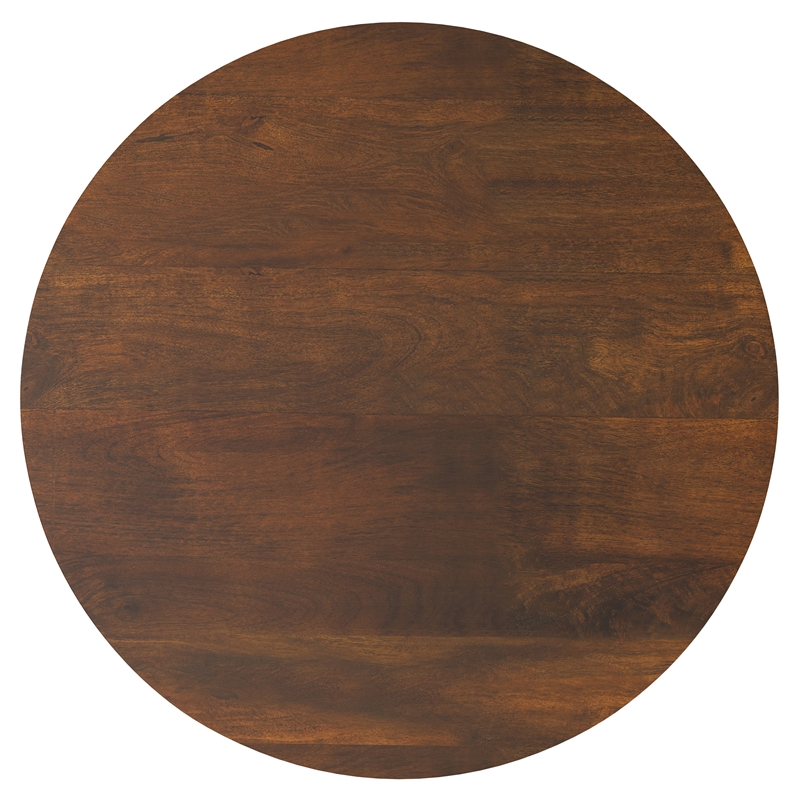 Pemberly Row Drum Coffee Table in Mango Wood Walnut Brown 36 in Wide