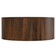 Pemberly Row Drum Coffee Table in Mango Wood Walnut Brown 36 in Wide