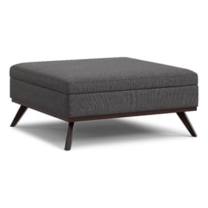 Pemberly Row XL Coffee Table Storage Ottoman in Slate Grey Polyester
