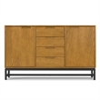 Pemberly Row Industrial Sideboard in Solid Wood Oak Veneer and Metal