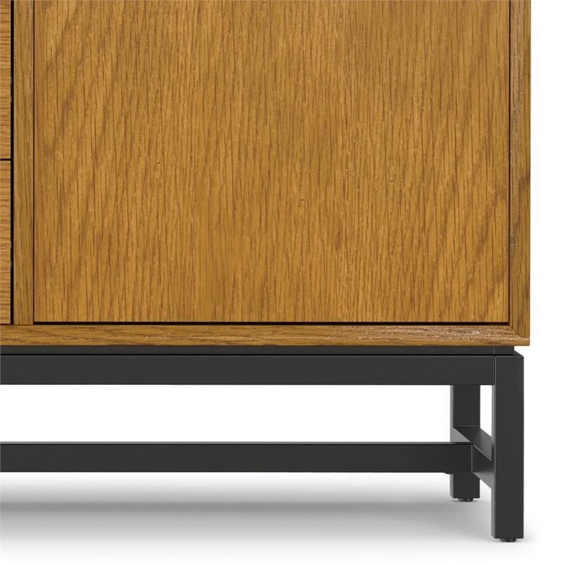 Pemberly Row Industrial Sideboard in Solid Wood Oak Veneer and Metal