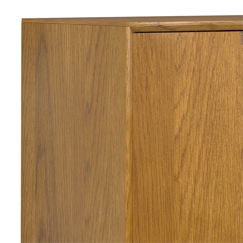 Pemberly Row Industrial Sideboard in Solid Wood Oak Veneer and Metal