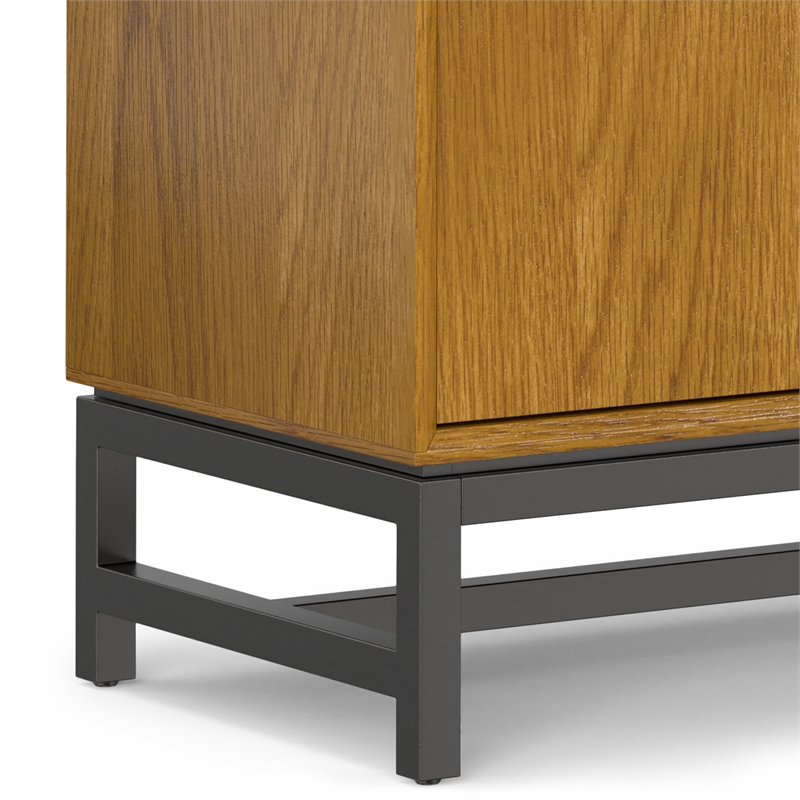 Pemberly Row Industrial Sideboard in Solid Wood Oak Veneer and Metal