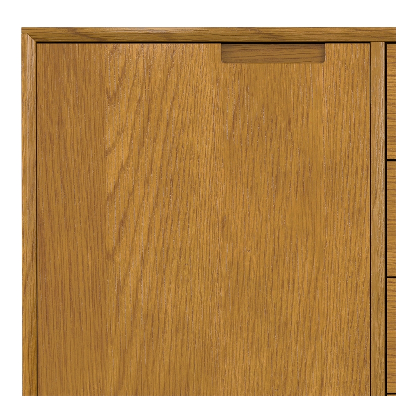 Pemberly Row Industrial Sideboard in Solid Wood Oak Veneer and Metal