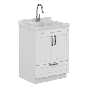 Pemberly Row 24 in Utility Sink Cabinet in Pure White
