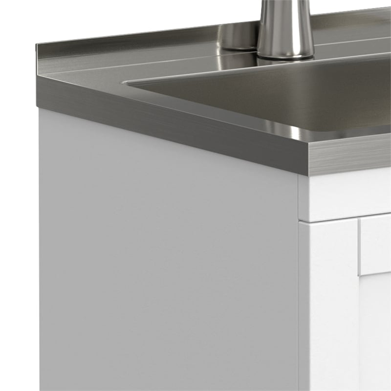Pemberly Row 20-inch Utility Sink Cabinet with Faucet in Pure White