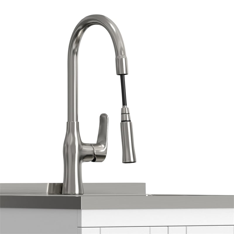 Pemberly Row 20-inch Utility Sink Cabinet with Faucet in Pure White