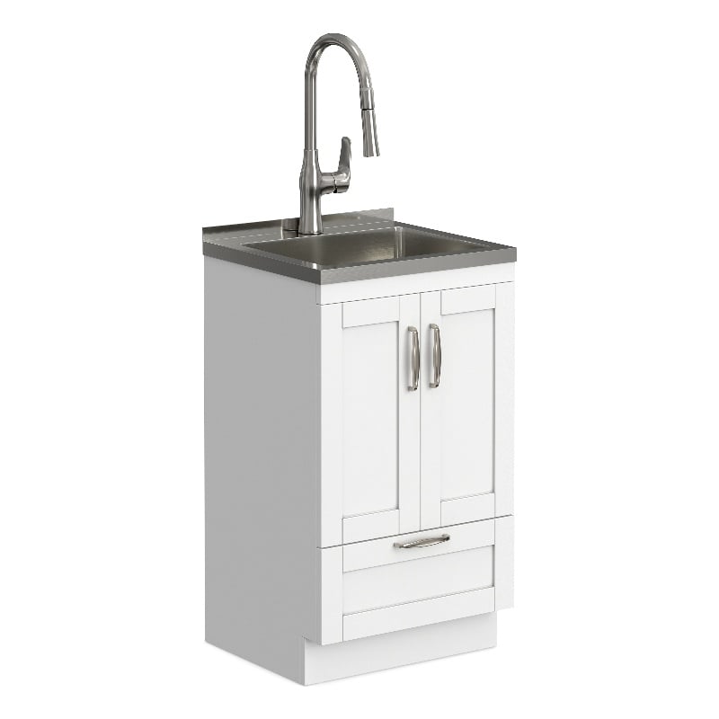 Pemberly Row 20-inch Utility Sink Cabinet with Faucet in Pure White