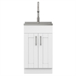 Pemberly Row 20-inch Utility Sink Cabinet with Chrome Faucet in Pure White