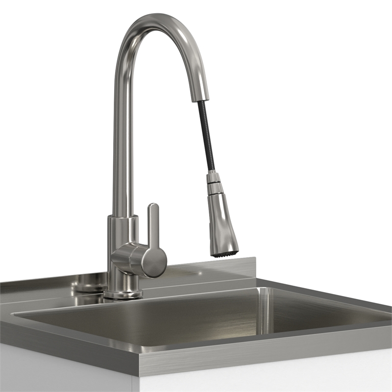 Pemberly Row 20-inch Utility Sink Cabinet with Chrome Faucet in Pure White