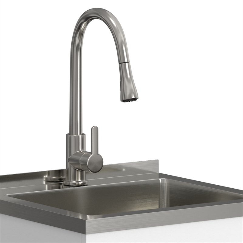 Pemberly Row 20-inch Utility Sink Cabinet with Chrome Faucet in Pure White