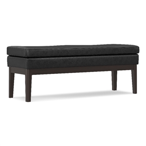 Pemberly Row 45-Inch Upholstered Ottoman Bench in Distressed Black Leather