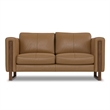 Pemberly Row Richard Wide Loveseat Genuine Leather Butternut Brown 63 in