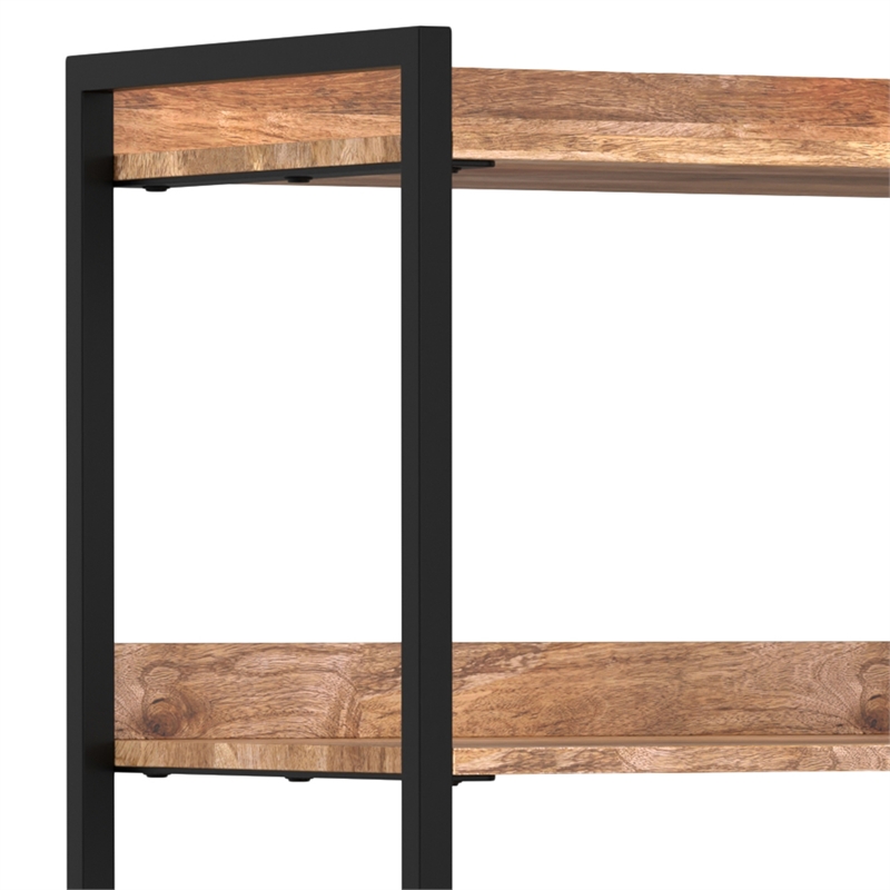 Pemberly Row Kelsey 5 Shelf Bookcase Set of 2 Solid Mango Wood Natural