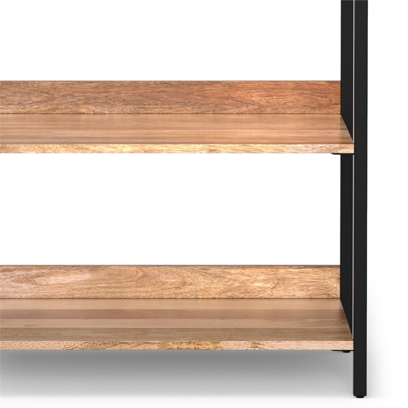 Pemberly Row Kelsey 5 Shelf Bookcase Set of 2 Solid Mango Wood Natural