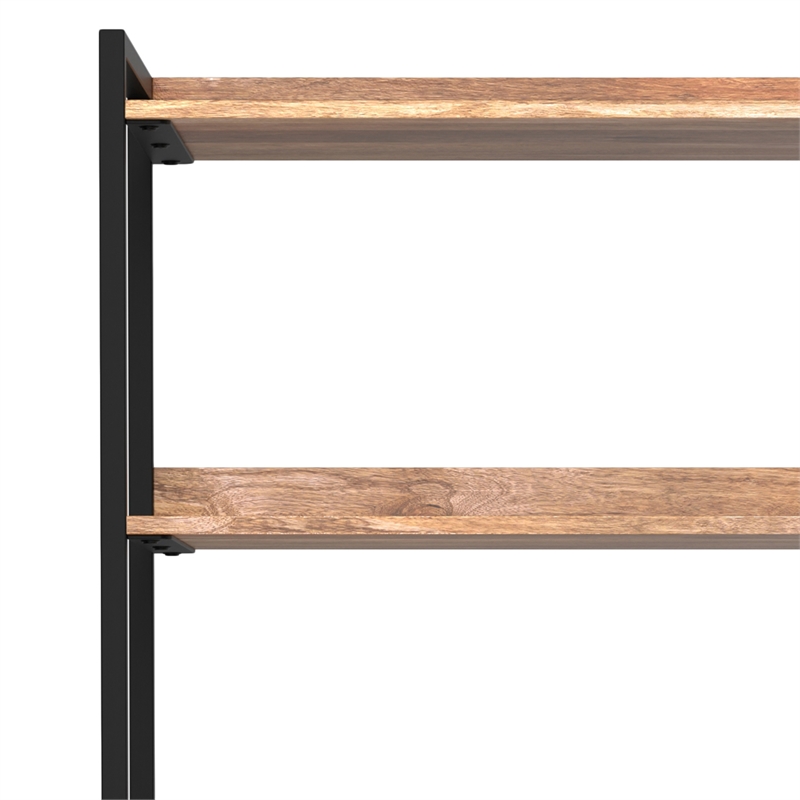 Pemberly Row Kelsey 5 Shelf Bookcase Set of 2 Solid Mango Wood Natural