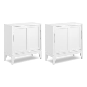 Pemberly Row Set of 2 30&quot Storage Cabinets in Rubberwood White Finish