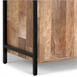 Pemberly Row Mango Wood Narrow Bookshelf with Cabinet in Natural Finish