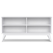 Pemberly Row Solid Wood Mid-Century Low Bookcase in White with 4 Shelves