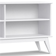 Pemberly Row Solid Wood Mid-Century Low Bookcase in White with 4 Shelves