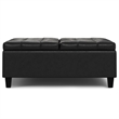 Pemberly Row Square Coffee Table Storage Ottoman in Black Vegan Faux Leather