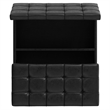 Pemberly Row Square Coffee Table Storage Ottoman in Black Vegan Faux Leather