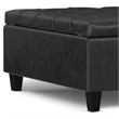 Pemberly Row Square Coffee Table Storage Ottoman in Black Vegan Faux Leather