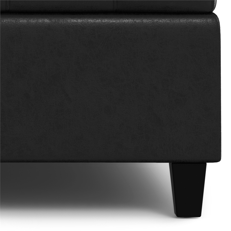 Pemberly Row Square Coffee Table Storage Ottoman in Black Vegan Faux Leather