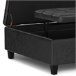 Pemberly Row Square Coffee Table Storage Ottoman in Black Vegan Faux Leather
