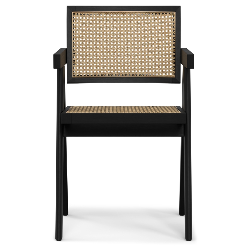 Pemberly Row Dining Arm Chair Pair in Solid Beechwood and Black Frame