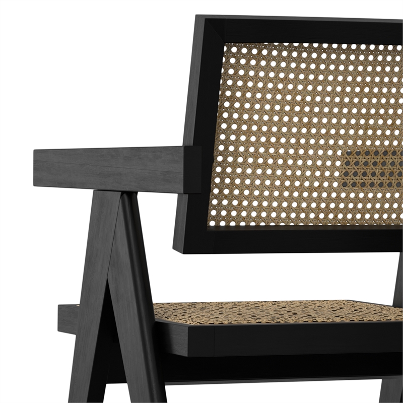 Pemberly Row Dining Arm Chair Pair in Solid Beechwood and Black Frame