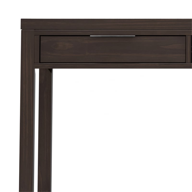 Pemberly Row Solid Wood 72 in Wide Desk in Warm Walnut Brown with Storage